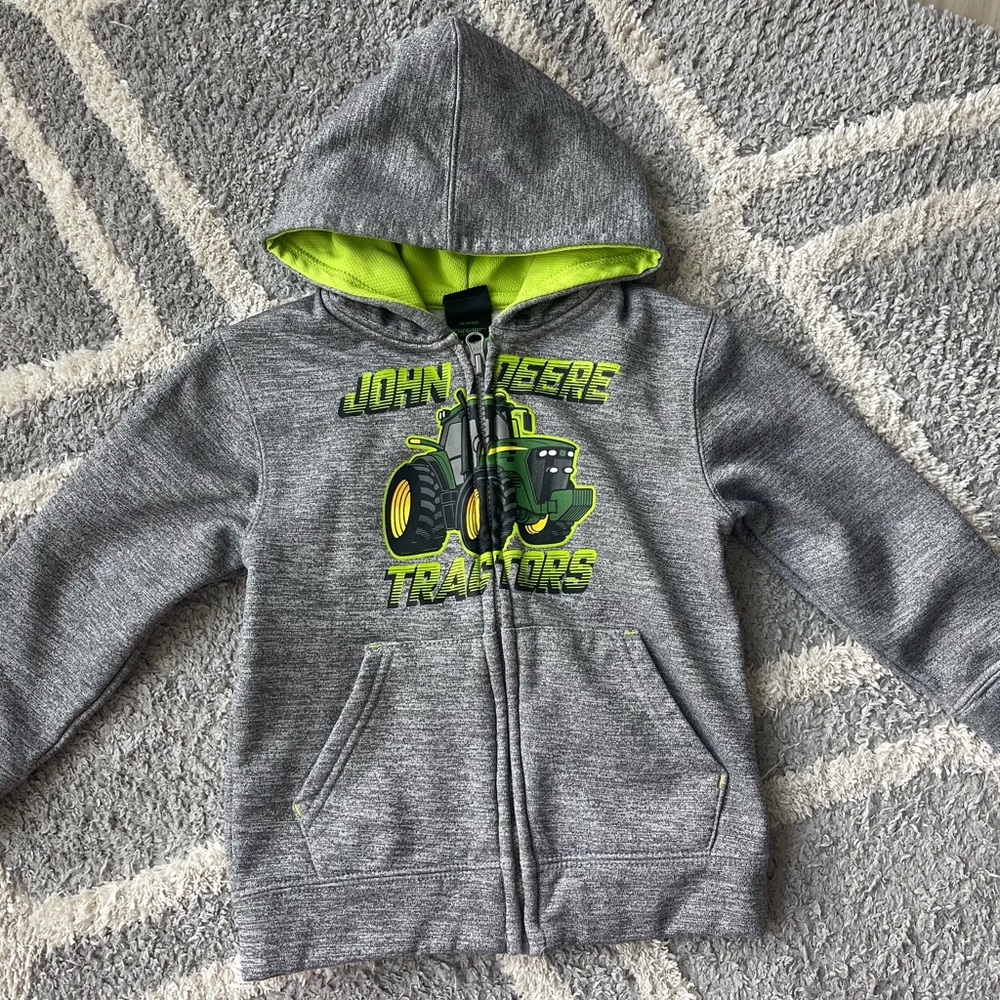 John Deere Gray Hoodie with Green Accents